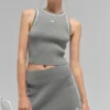 Swetr z prążkowanej dzianiny, krótki top Highline – Lunar Grey/White