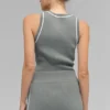 Swetr z prążkowanej dzianiny, krótki top Highline – Lunar Grey/White