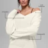 Swetr z wełny i kaszmiru New Class z dekoltem w serek w stylu oversize – kolor kości słoniowej