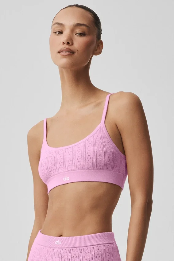 Swetr z wzorem pointelle Biustonosz „Be Mine” – Candy Heart Pink
