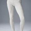 Swetr z wzorem pointelle i High-Waist Legginsy „Be Mine” – jasnoszary melanż