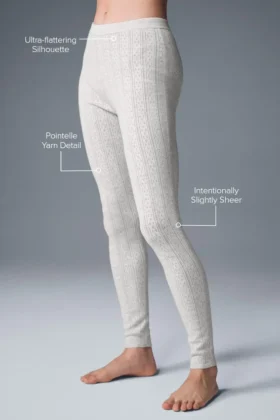 Swetr z wzorem pointelle i High-Waist Legginsy „Be Mine” – jasnoszary melanż