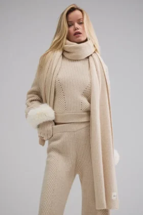 Szalik z kaszmiru Courchevel – Birch Heather