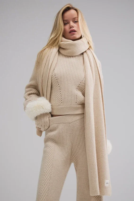 Szalik z kaszmiru Courchevel – Birch Heather