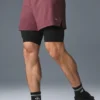 Szorty 5" Revival 2 w 1 – Burgundowo-truflowy/czarne