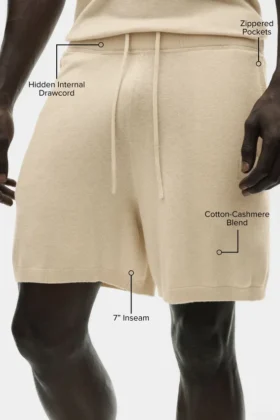 Szorty 7″ z bawełny i kaszmiru Ever Soft – Sandy Beige
