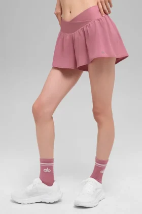 Szorty do biegania V-Cute – różowe „Wild Rose”