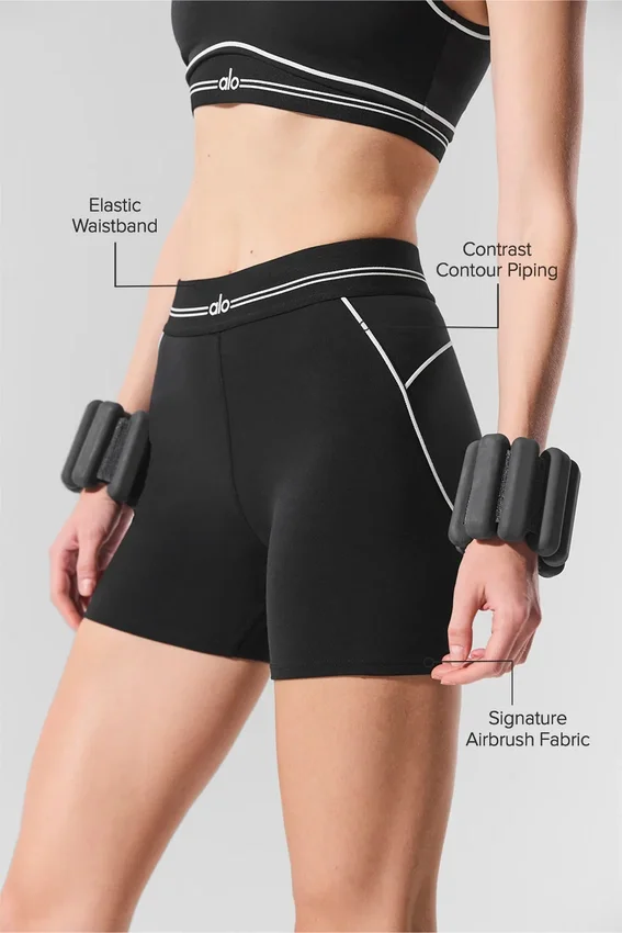 Szorty „Heart Throb” z High-Waist Airbrush i nadrukiem Airbrush, długość nogawki 4" – czarne/białe