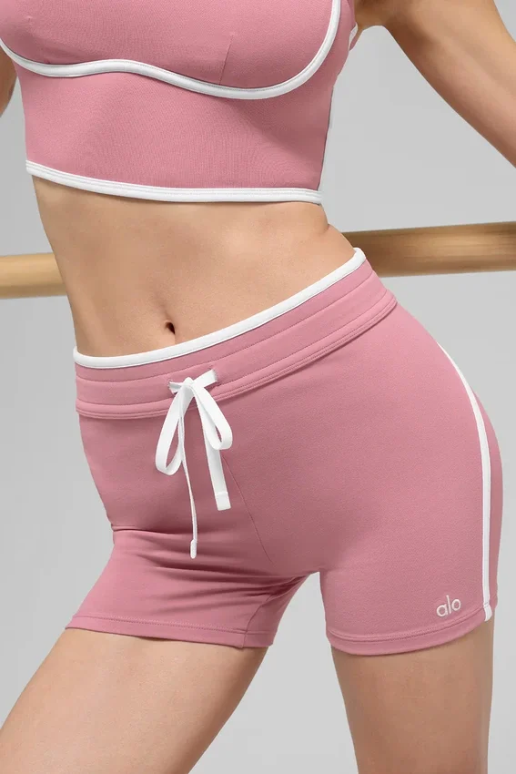 Szorty „High-Waist Airbrush Race Pace” o długości 4" – kolor różowy „Wild Rose”/biały