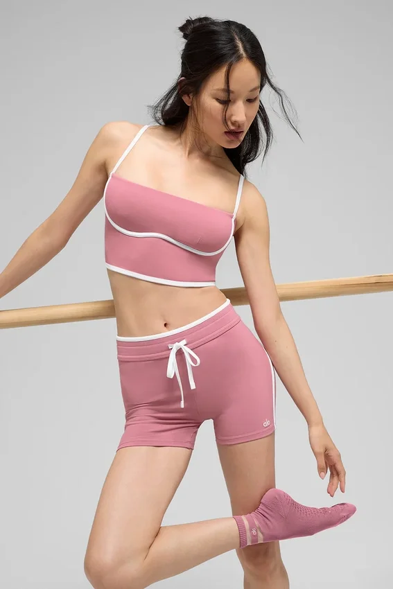 Szorty „High-Waist Airbrush Race Pace” o długości 4" – kolor różowy „Wild Rose”/biały