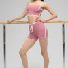 Szorty „High-Waist Airbrush Race Pace” o długości 4" – kolor różowy „Wild Rose”/biały