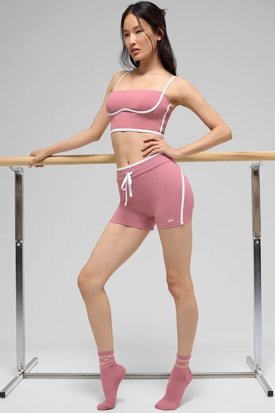Szorty „High-Waist Airbrush Race Pace” o długości 4" – kolor różowy „Wild Rose”/biały