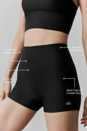 Szorty High-Waist Airlift Sleek o długości 3″ – czarne
