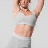 Szorty High-Waist Alosoft Heart Throb o długości 4” – kolor Athletic Heather Grey/White