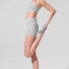 Szorty High-Waist Alosoft Heart Throb o długości 4” – kolor Athletic Heather Grey/White