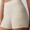 Szorty High-Waist Alosoft o długości 3” – kolor owsiany melanż
