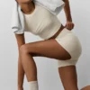 Szorty High-Waist Alosoft o długości 3” – kolor owsiany melanż
