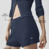 Szorty High-Waist „Sunlit” z dzianiny sweterkowej – granatowe
