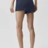 Szorty High-Waist „Sunlit” z dzianiny sweterkowej – granatowe