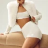 Szorty High-Waist z kaszmiru „Embrace” – kolor kości słoniowej