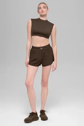 Koszulka z krótkim rękawem Alo Softsculpt Capped out – Espresso
