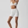 Szorty rowerowe High-Waist Airbrush 5" – białe