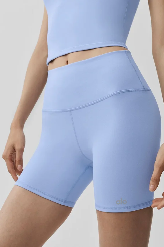 Szorty rowerowe High-Waist Airbrush 5" – jasnoniebieskie