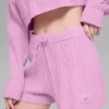 Szorty „Winter Bliss” z dzianiny typu cable knit – kolor Candy Heart Pink