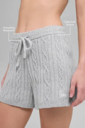 Szorty „Winter Bliss” z dzianiny typu cable knit – szary Athletic Heather