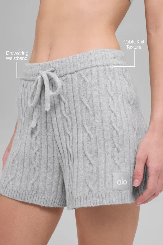 Szorty „Winter Bliss” z dzianiny typu cable knit – szary Athletic Heather
