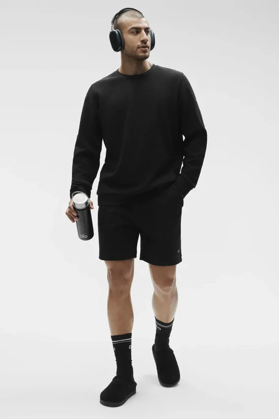 Szorty wypoczynkowe 7" Waffle – Black
