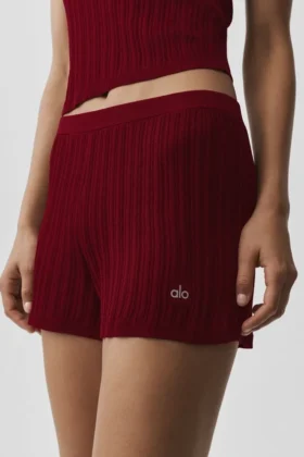 Szorty z dzianiny typu sweter High-Waist „Sunlit” – kolor Summer Romance Red