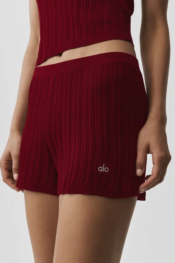 Szorty z dzianiny typu sweter High-Waist „Sunlit” – kolor Summer Romance Red