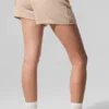 Szorty z kaszmiru High-Waist z pluszową fakturą waflową – Macadamia Blush