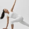Top na ramiączkach „En Pointe” z prążkowanego materiału – biała
