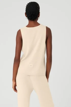 Top na ramiączkach Knit Salana – kolor Macadamia