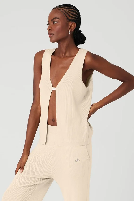 Top na ramiączkach Knit Salana – kolor Macadamia
