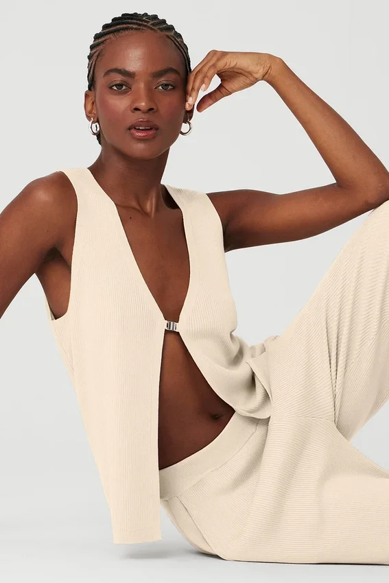 Top na ramiączkach Knit Salana – kolor Macadamia