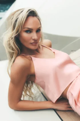Top na ramiączkach Radiance z mieszanki jedwabiu – słoneczny róż