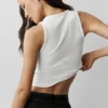 Top na ramiączkach z modalu w stylu Henley z prążkowanym materiałem – biała