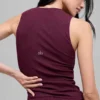 Top na ramiączkach z prążkowanej dzianiny „En Pointe” – Burgundy