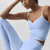Top na ramiączkach z wbudowanym biustonoszem Airbrush Refined – jasnoniebieski Provence/biały