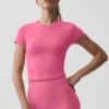 Top z krótkim rękawem Alo Softsculpt Precision – Paradise Pink