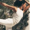 Topy na ramiączkach Ribbed En Pointe – kolor kości słoniowej