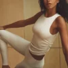 Topy na ramiączkach Ribbed En Pointe – kolor kości słoniowej