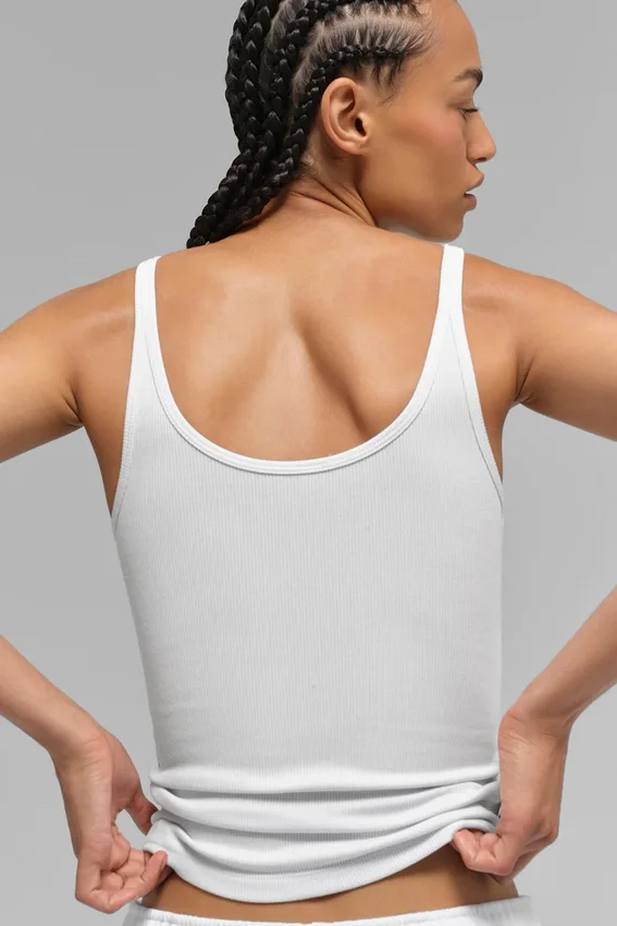 Topy na ramiączkach Ribbed Prosper – biała