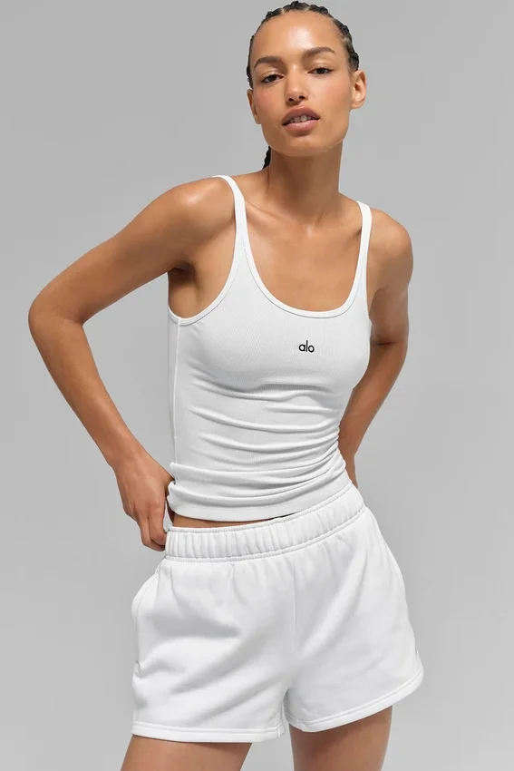 Topy na ramiączkach Ribbed Prosper – biała