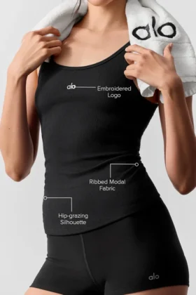 Topy na ramiączkach Ribbed Prosper – czarna