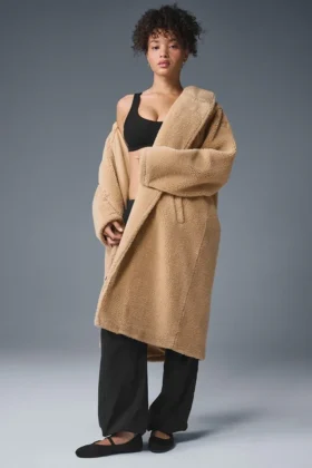 Trencz oversize z polaru Sherpa – Camel
