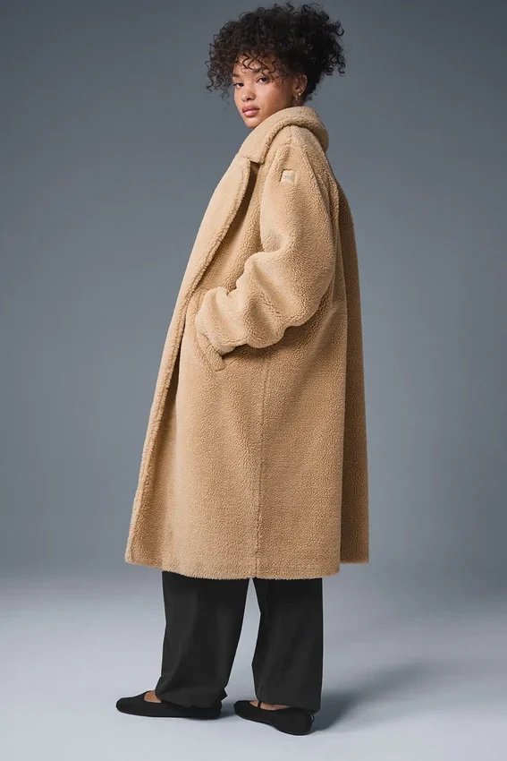 Trencz oversize z polaru Sherpa – Camel